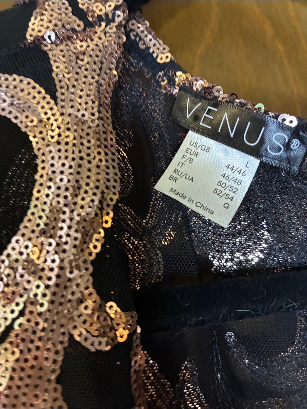 Venus Sheer Black with Gold Sequin Embellished Long Duster - Picture 2 of 10